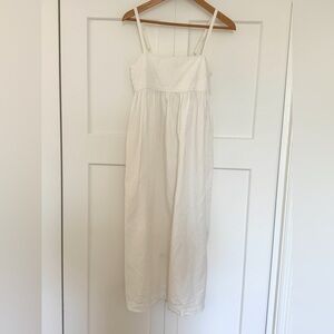 uniqlo strappy sleeveless midi dress cotton linen